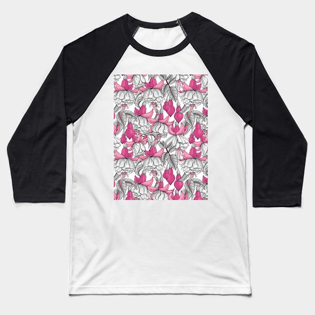 White fuchsia Baseball T-Shirt by katerinamk